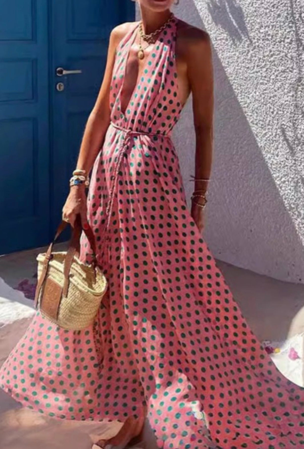 Italian Spritz Polka Dot Maxi Dress-1