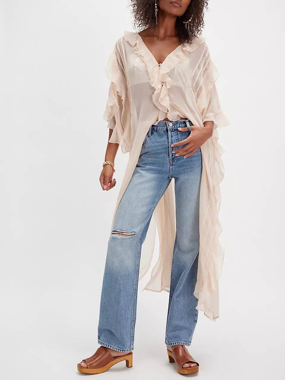 Sally Sheer Ruffle Kimono-1