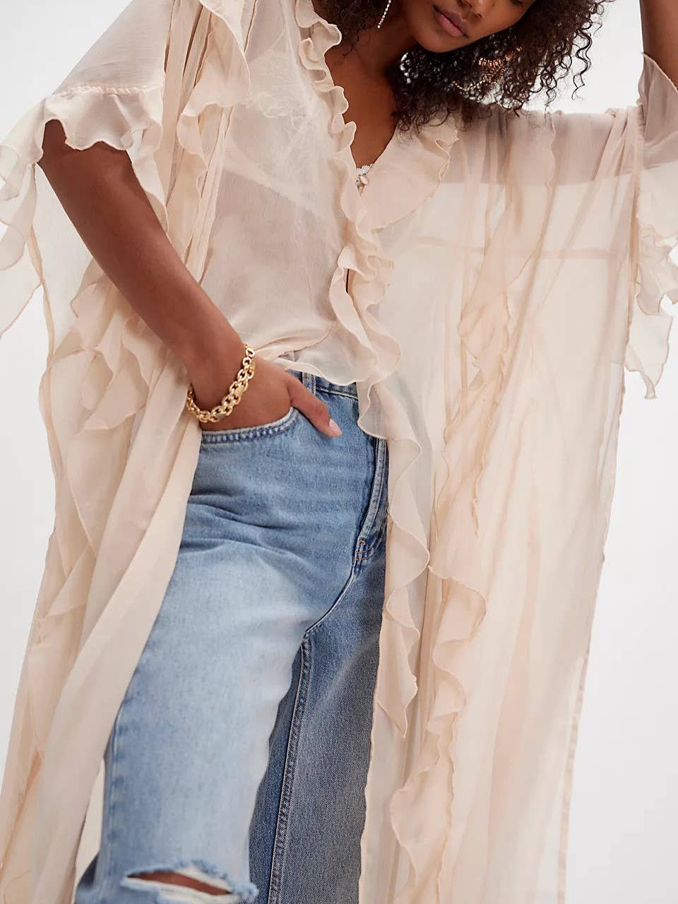 Sally Sheer Ruffle Kimono-2